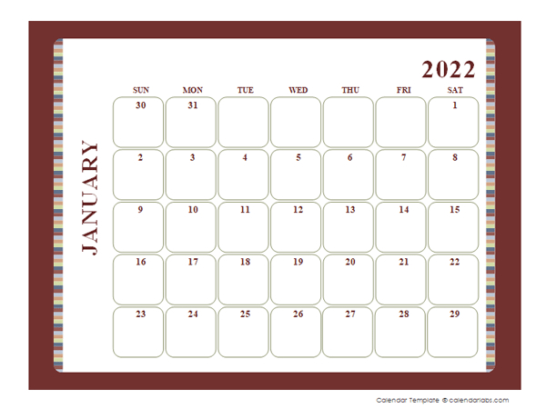 2022 calendar template large boxes free printable templates