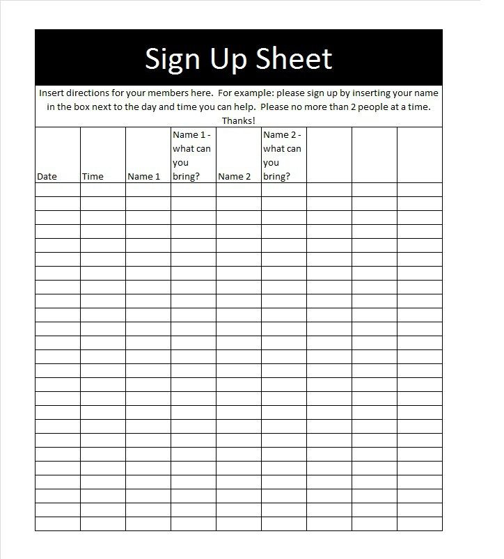 40 Sign Up Sheet / Sign In Sheet Templates (word & Excel