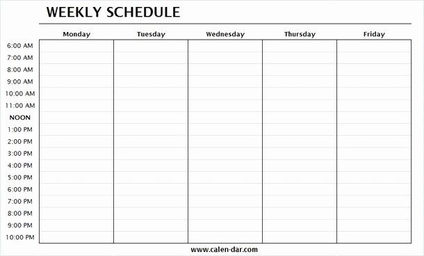 41 Monday Through Friday Hourly Calendar | Ufreeonline