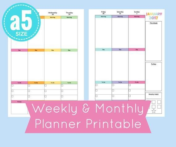 5 5 x 8 5 planner template unique a5 weekly planner