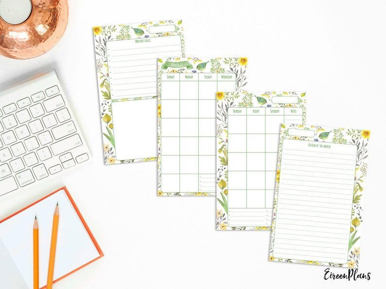 5 5 x 8 5 undated monthly planner printable refill