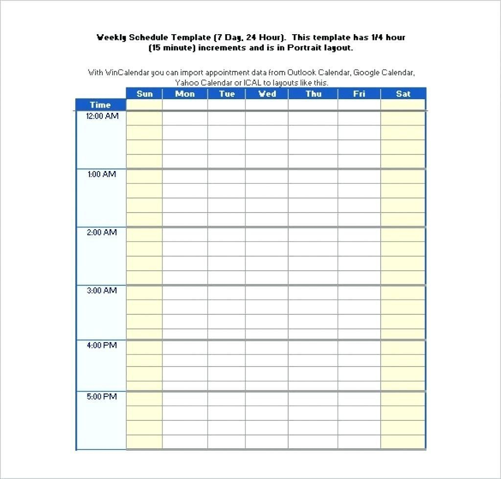7 Day 24 Hour Calendar Template | Schedule Template, Day