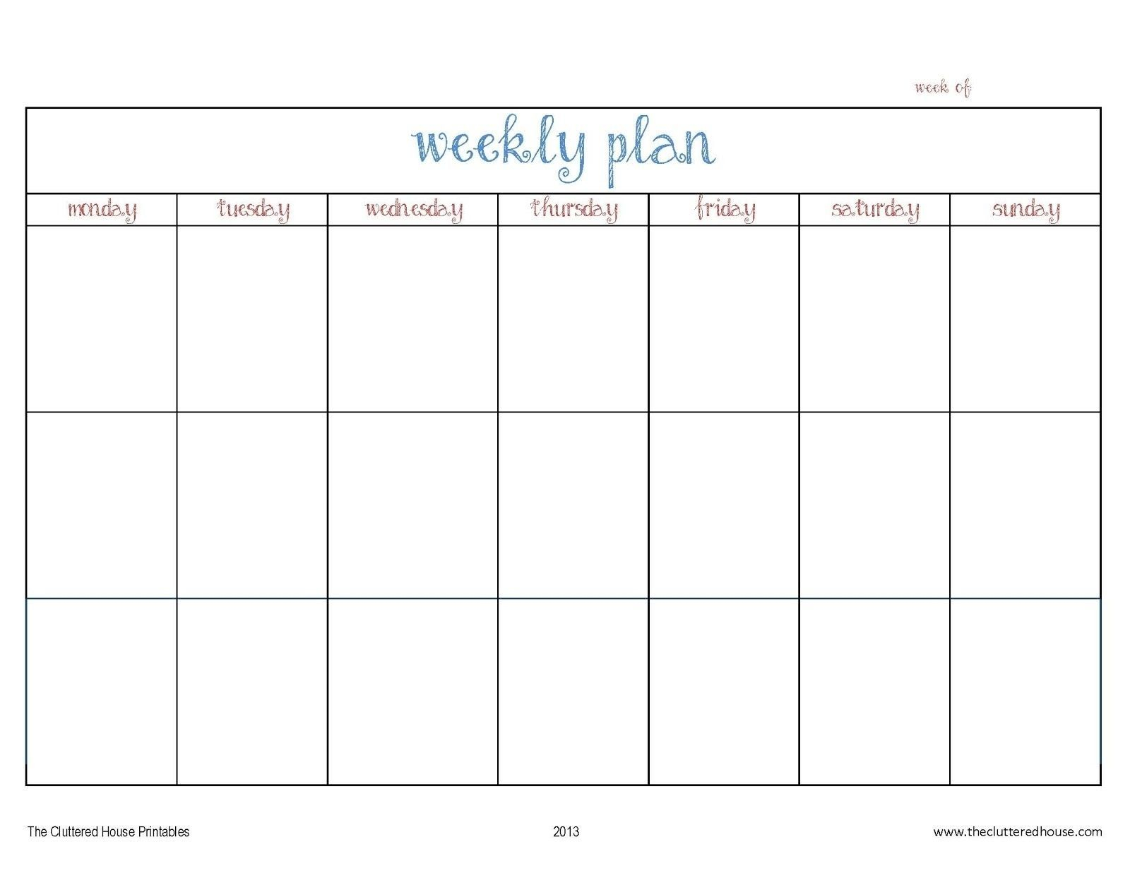 7 day weekly planner template printable template