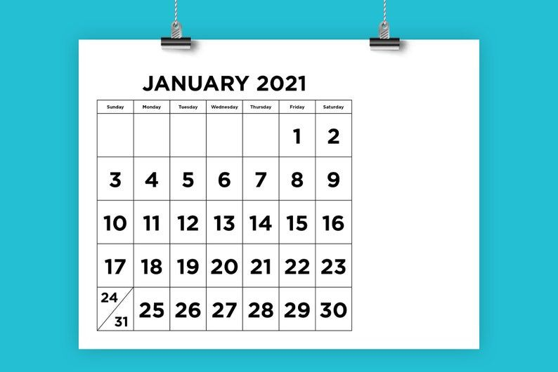8 5 X 11 & 8 5 X 8 Inch 2021 Calendar Template Instant | Etsy