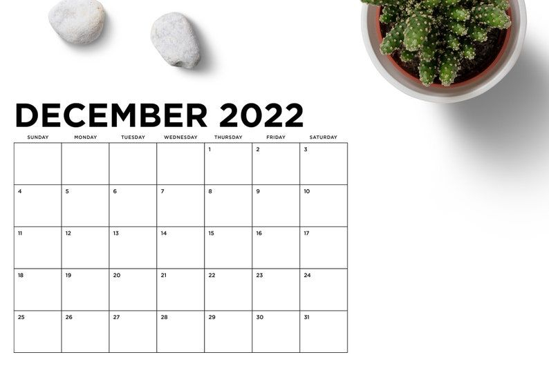 8 5 X 11 Inch 2022 Calendar Template Instant Download | Etsy