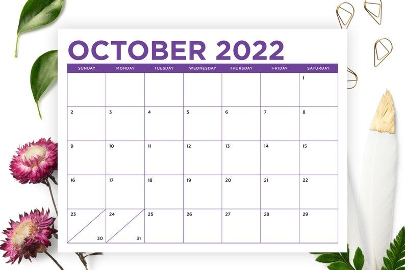 8 5 x 11 inch color 2022 calendar template instant