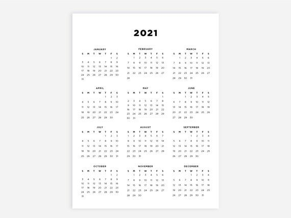8 5×11 Calendar 2021 Year Calendar 2021 Calendars 2021