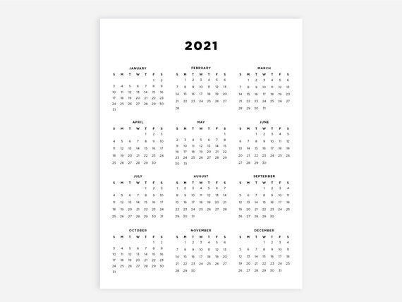 8 5x11 calendar 2021 year calendar 2021 calendars 2021