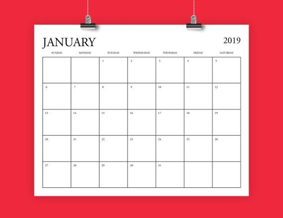 8×10 Inch 2019 Calendar Template Fits 8 5 X 11 | Etsy
