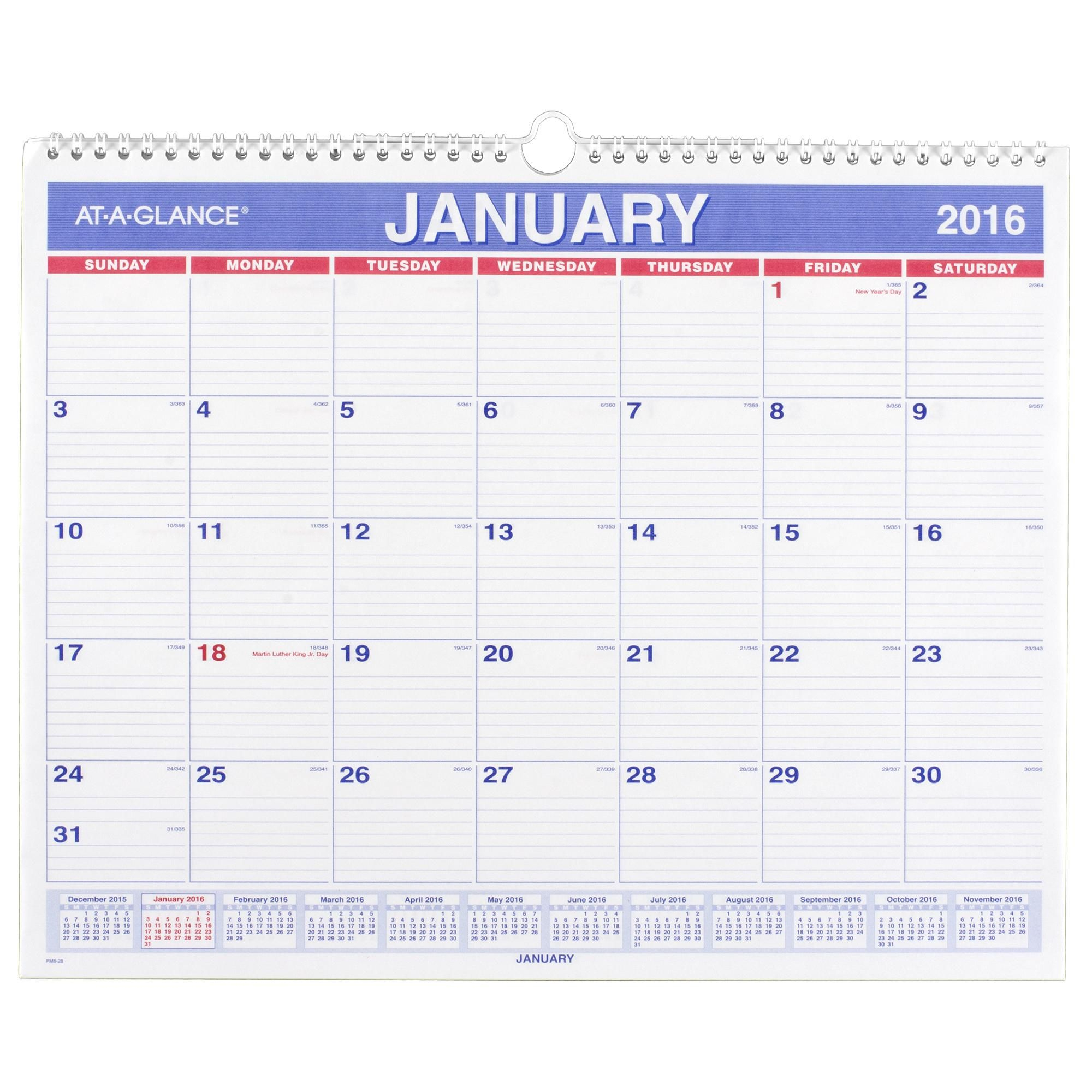 Amazon : At A Glance Monthly Wall Calendar 2016, 12