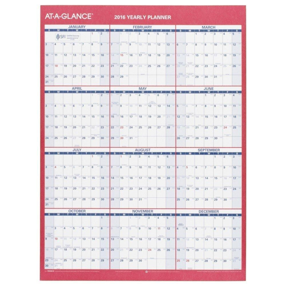 Amazon : At A Glance Yearly Wall Calendar 2016