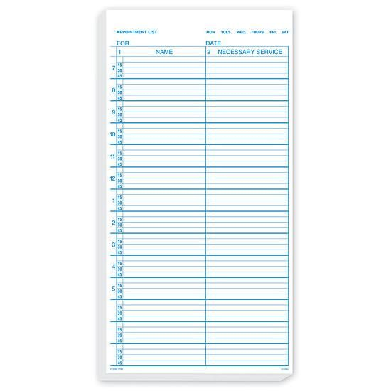 Appointment Sheet 3 Column, 10 Minute Intervals