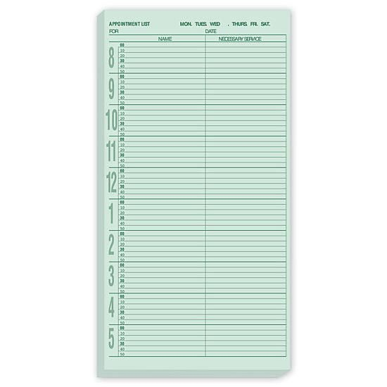 Appointment Sheets 2 Column, 10 Minute Intervals