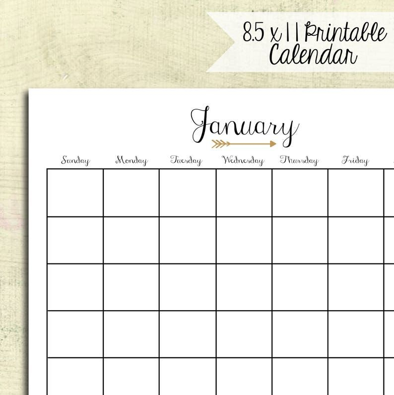 Arrow 12 Month Printable Diy 8 5 X 11 Horizontal Calendar