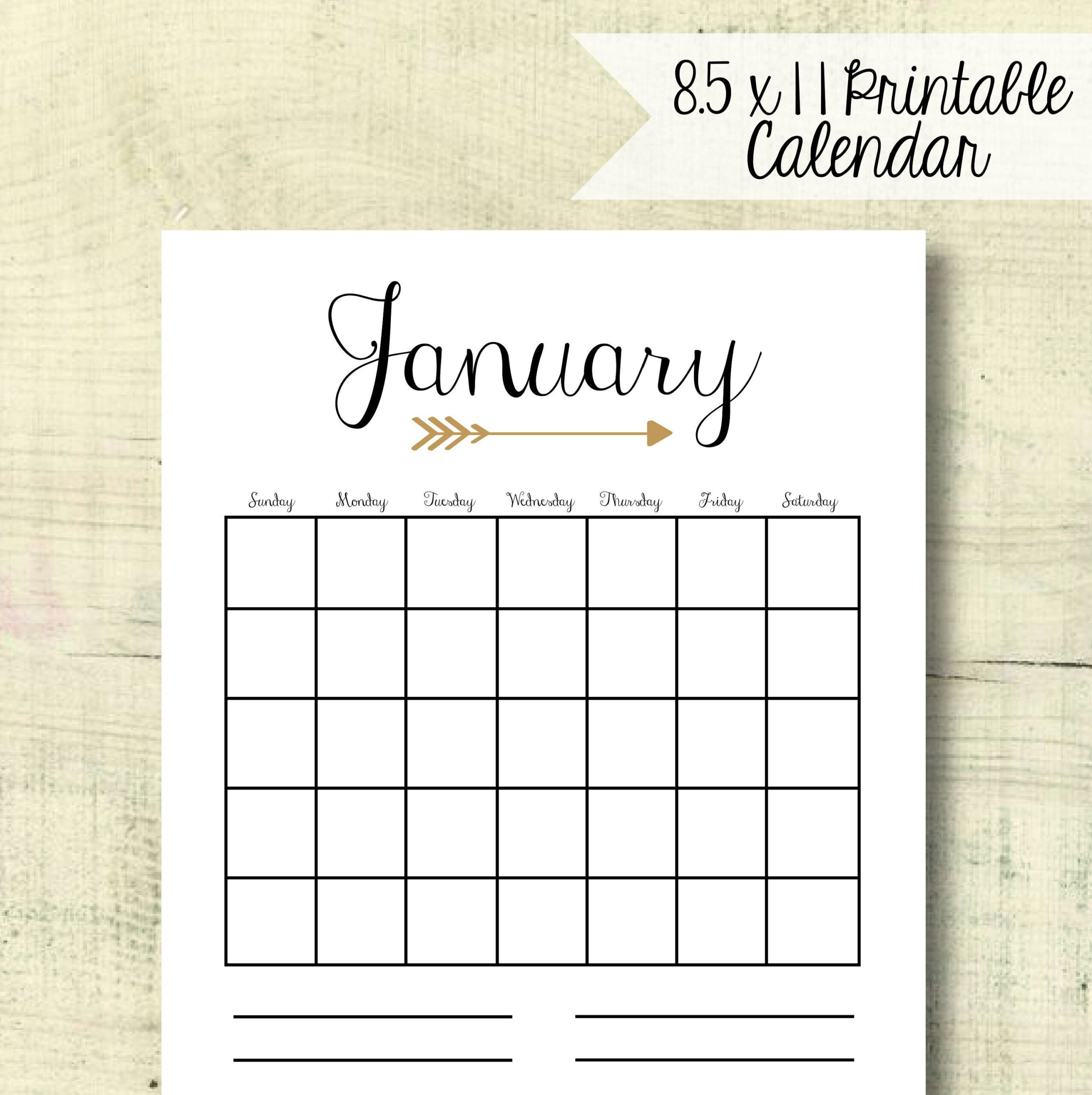 Arrow 12 Month Printable Diy 8 5 X 11 Vertical Calendar | Etsy