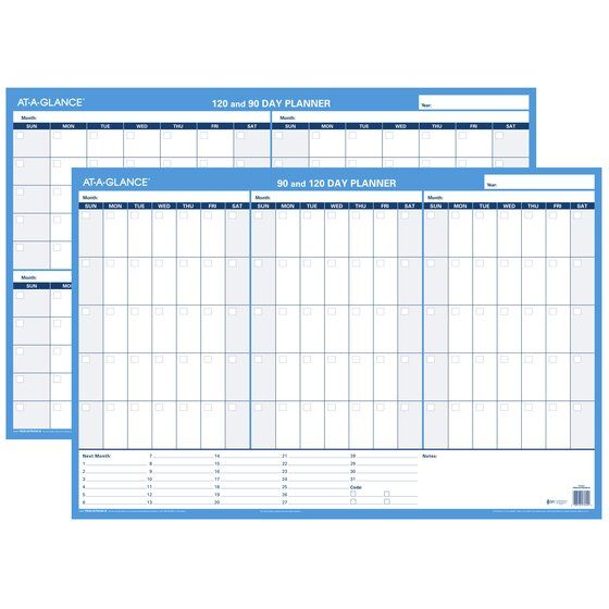 At A Glance Undated 90/120 Day Horizontal Erasable Wall