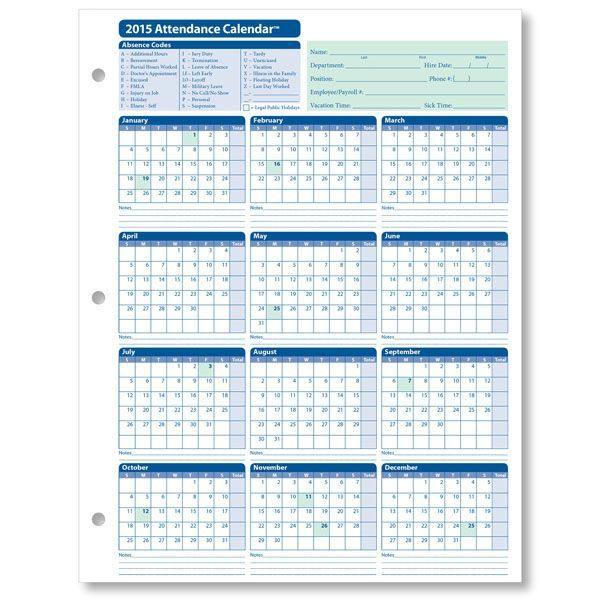 Attendance Calendar | Printable Calendar Design, Calendar