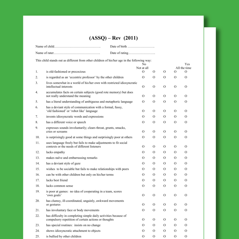 autism spectrum screening questionaire | gary childs