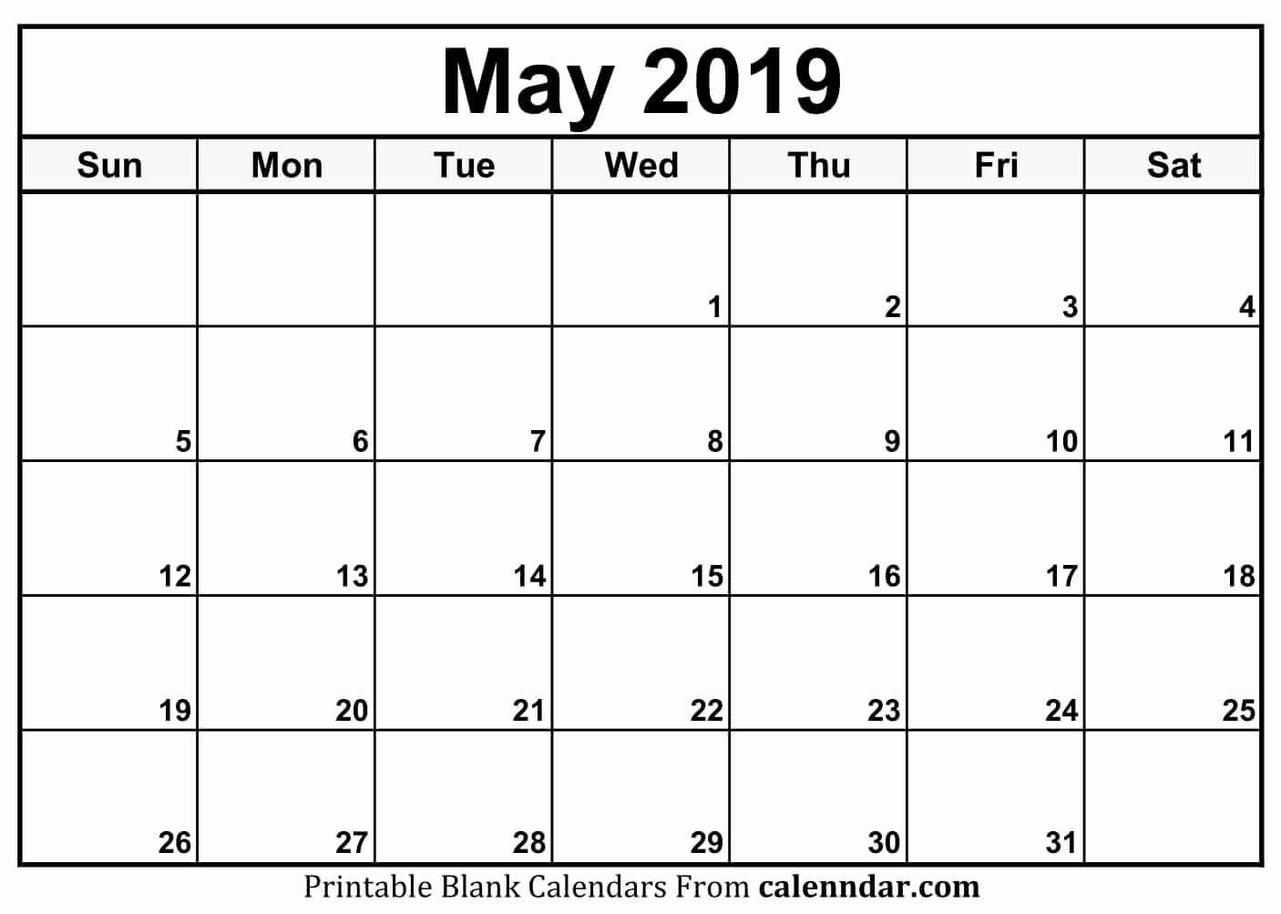 Awesome 31 Design Free May 2019 Calendar Printable