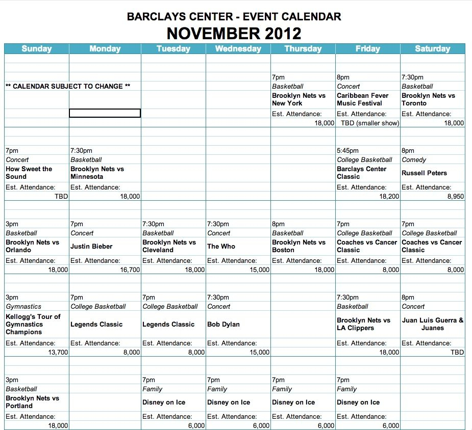 Barclays Center November Event Calendar: A Busy Month