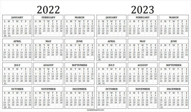 blank 2022 2023 calendar printable free | yearly calendar