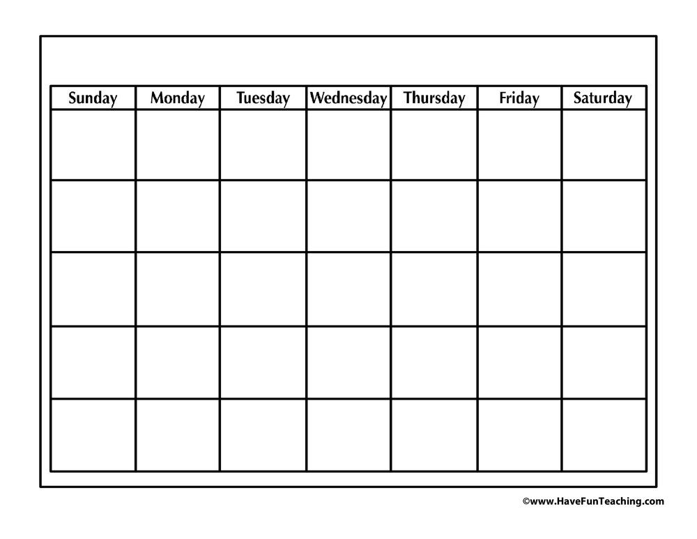 Blank Calendar • Have Fun Teaching