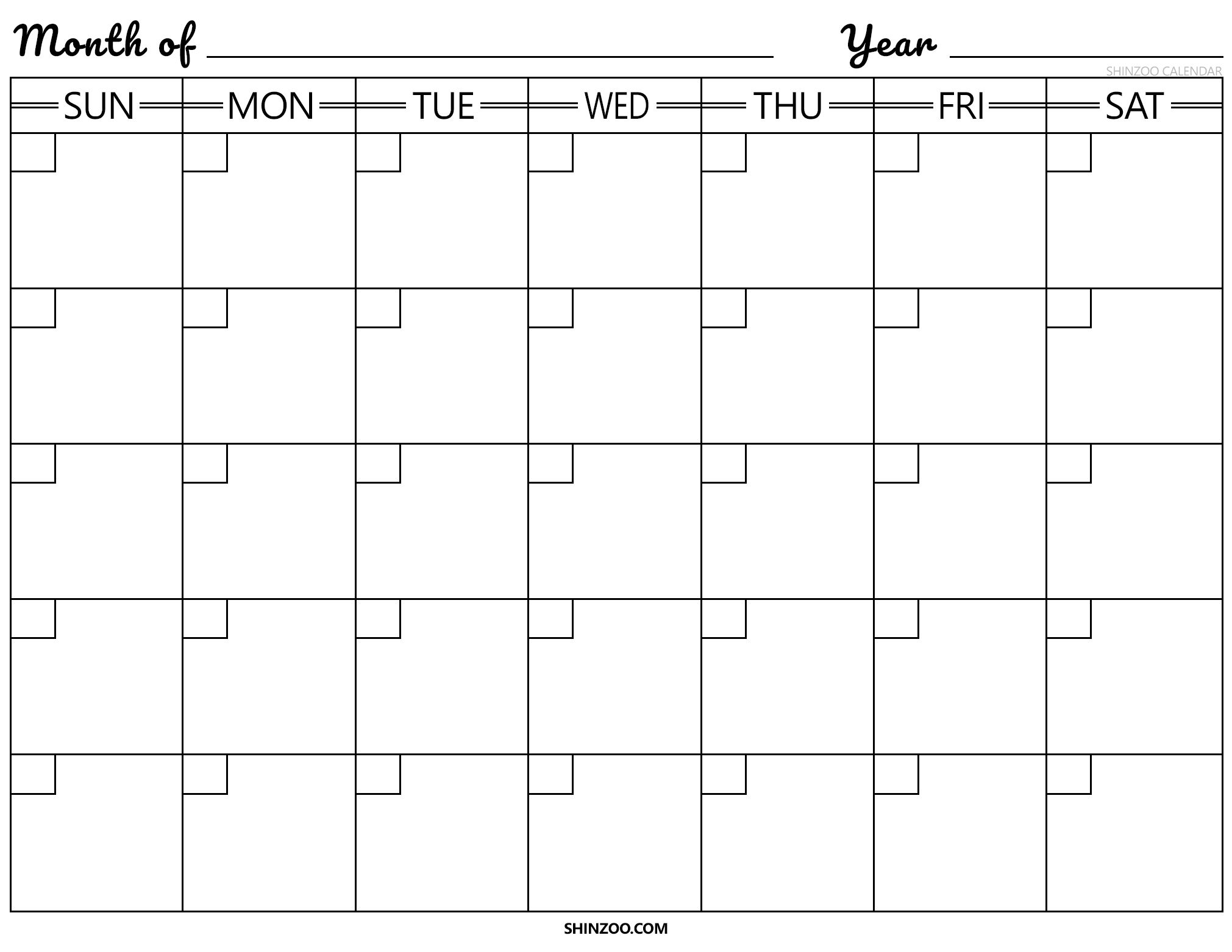 blank calendar template 2019 2020 printable