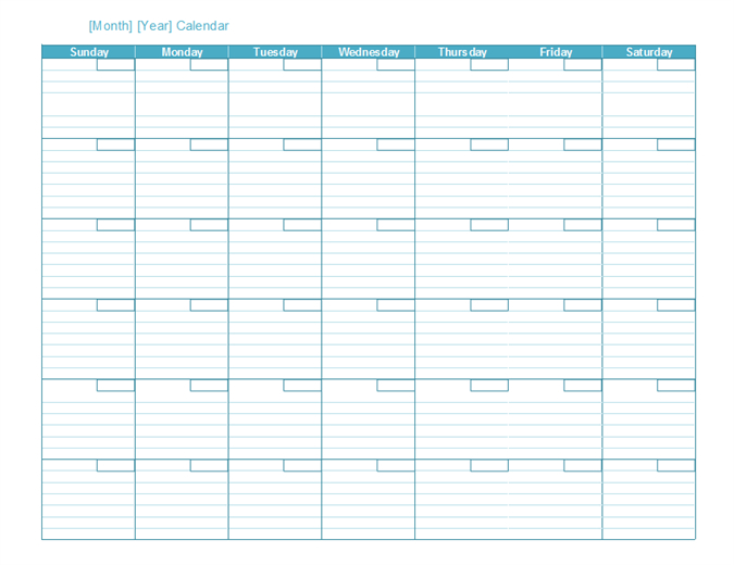 Blank Monthly Calendar Template