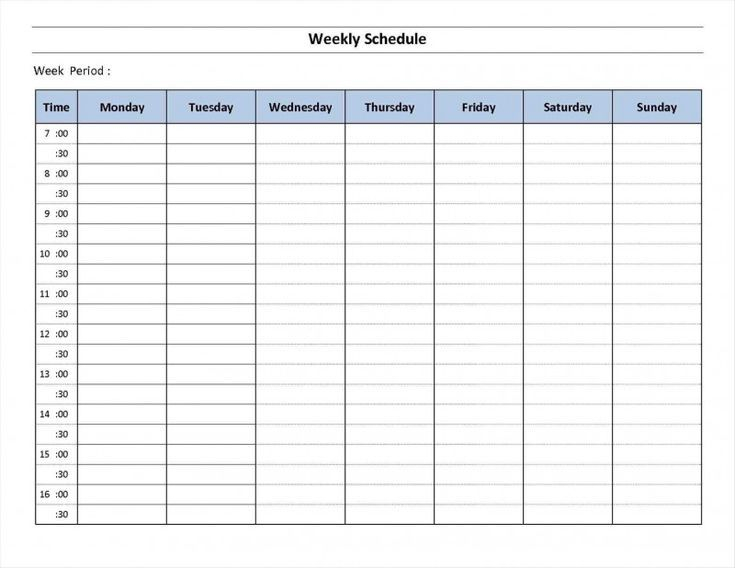 Blank Revision Timetable Template Awesome 7 Day Week