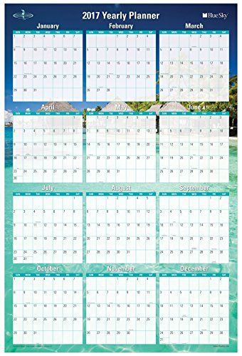 blue sky 2017 laminated erasable yearly wall calendar, 36