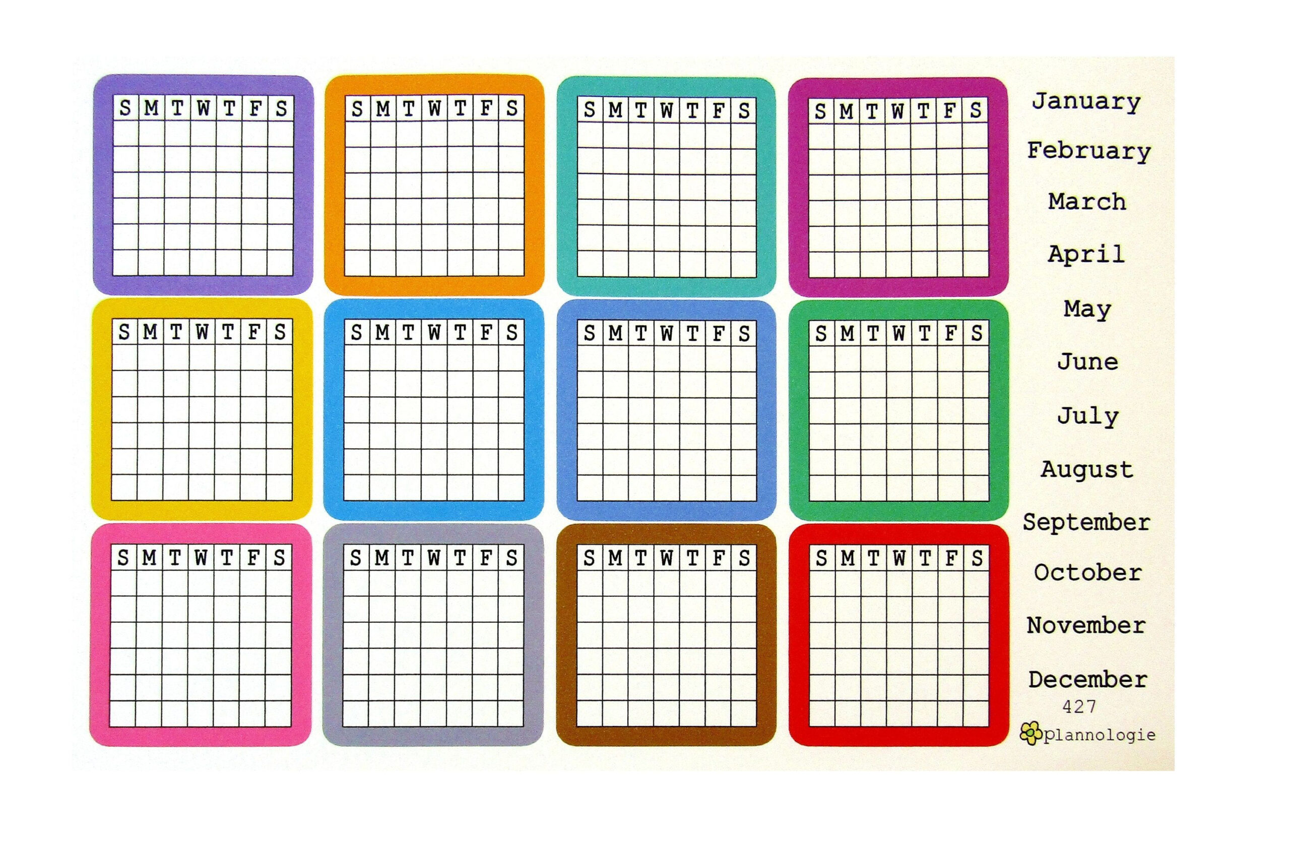 Bullet Journal Stickers Blank Monthly Calendar Stickers