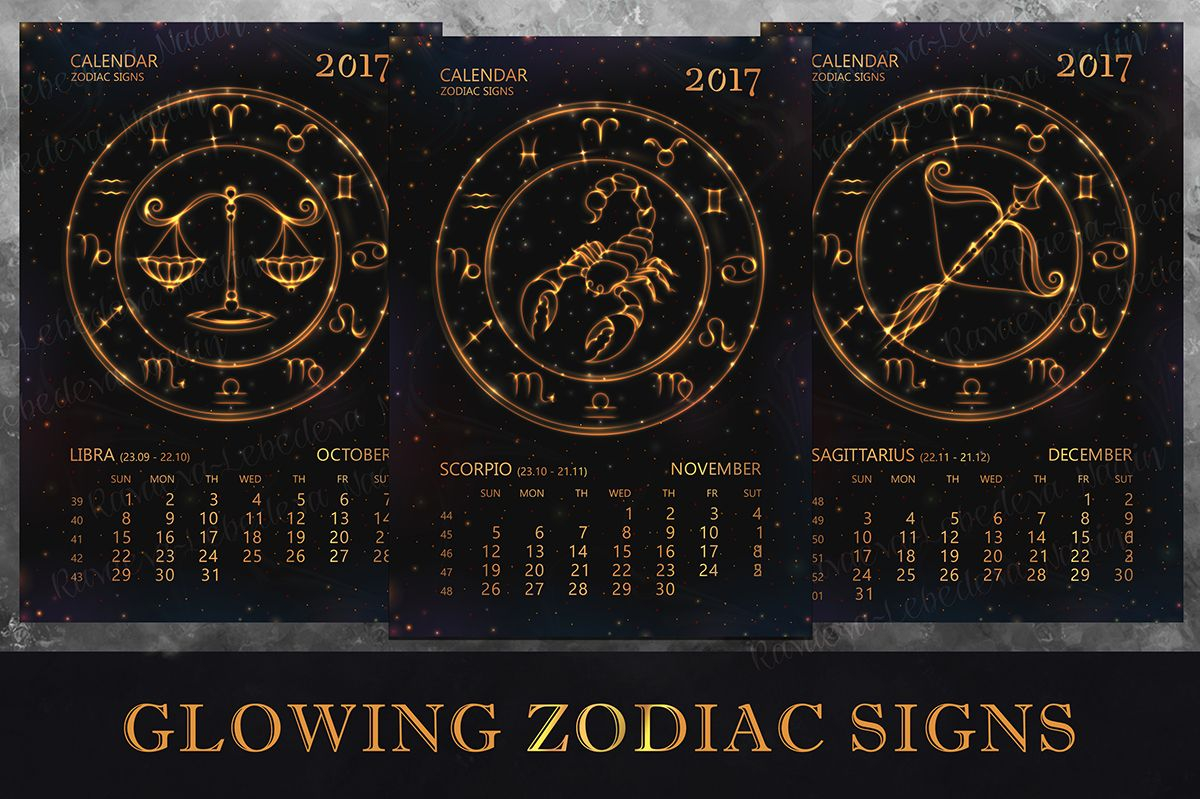 Calendar For 2017 Year With Zodiac Signs On Behance