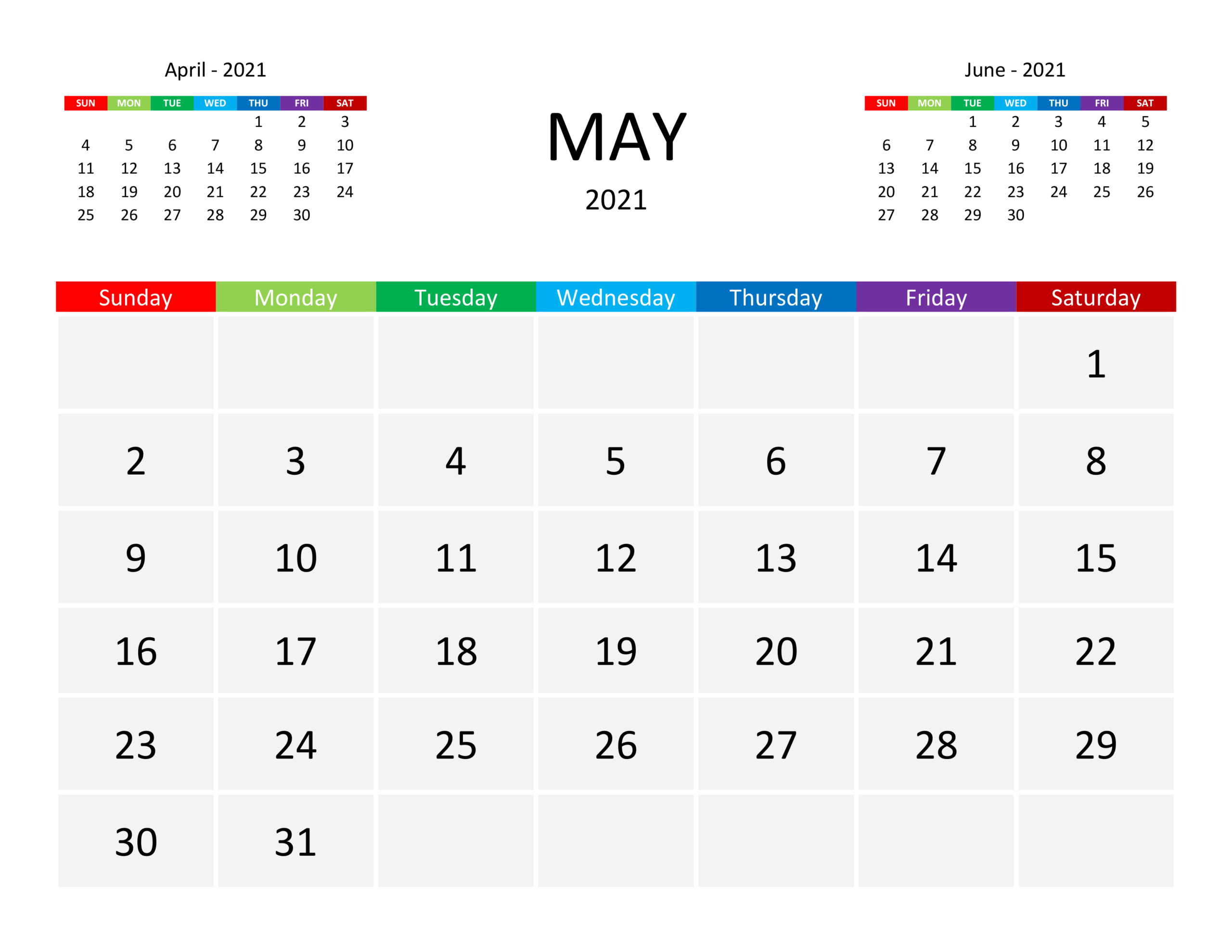 Calendar For May 2021 Free Calendar Su