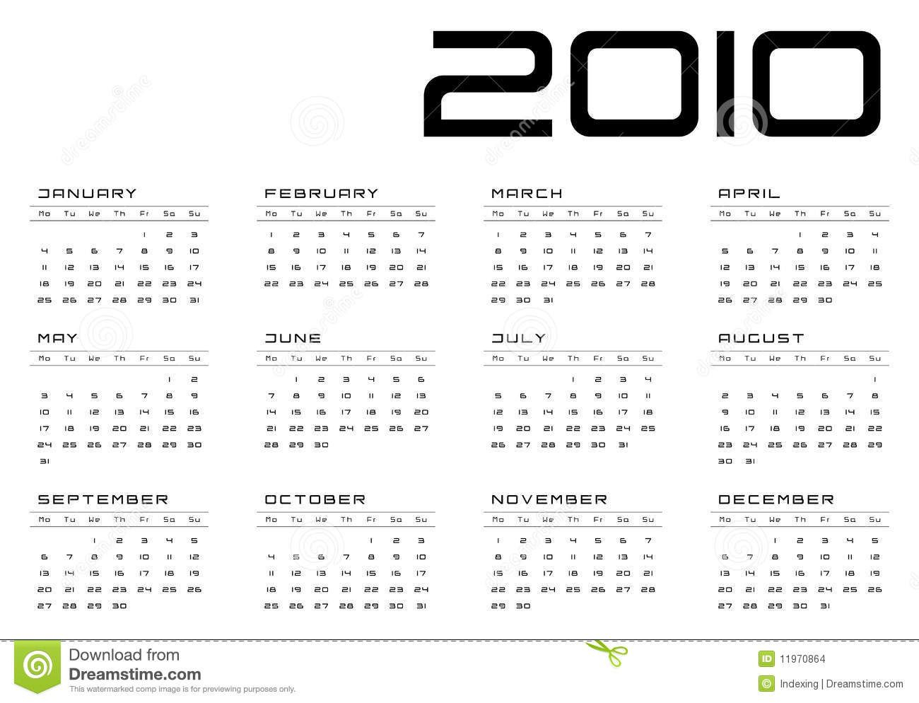Calendar Grid Monday Sunday Stock Vector Illustration Of