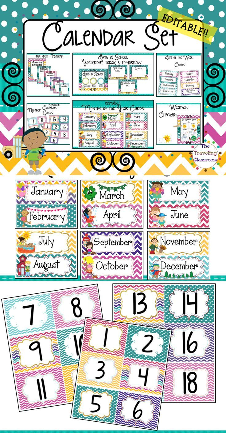 Calendar Set | Polka Dot Classroom, Polka Dots Classroom