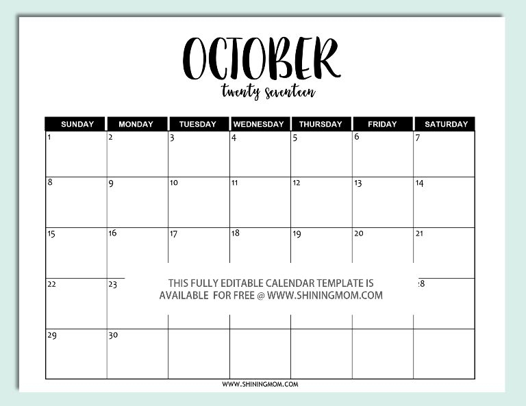 Calendar Template Editable Printable Year Calendar