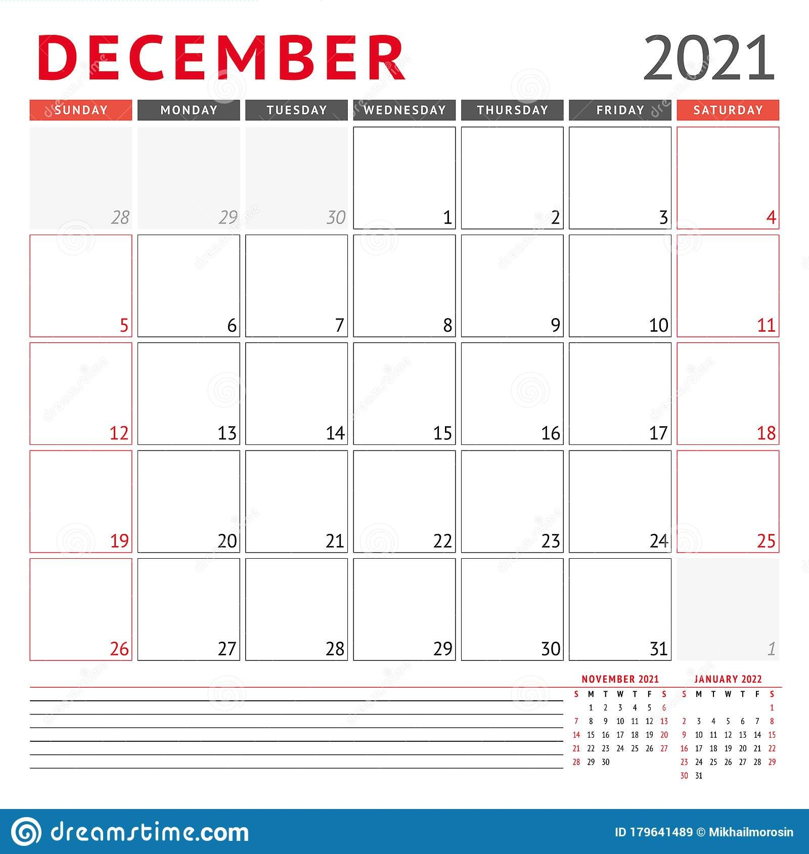 Calendar Template For December 2021 Business Monthly