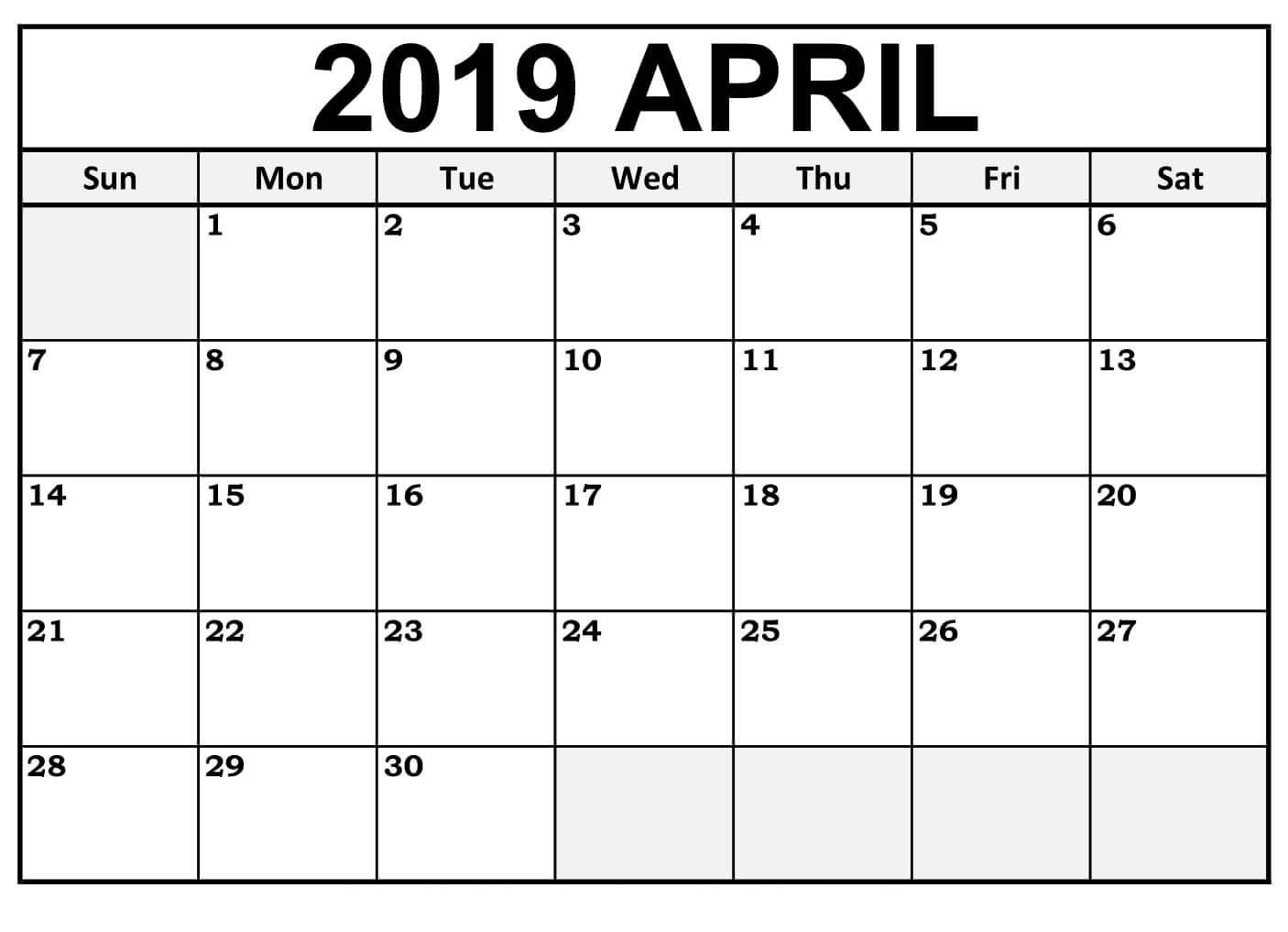 Calendar Template Large Boxes | Blank Monthly Calendar