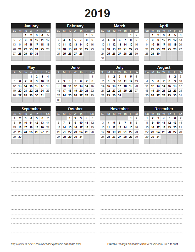 calendar yearly to print