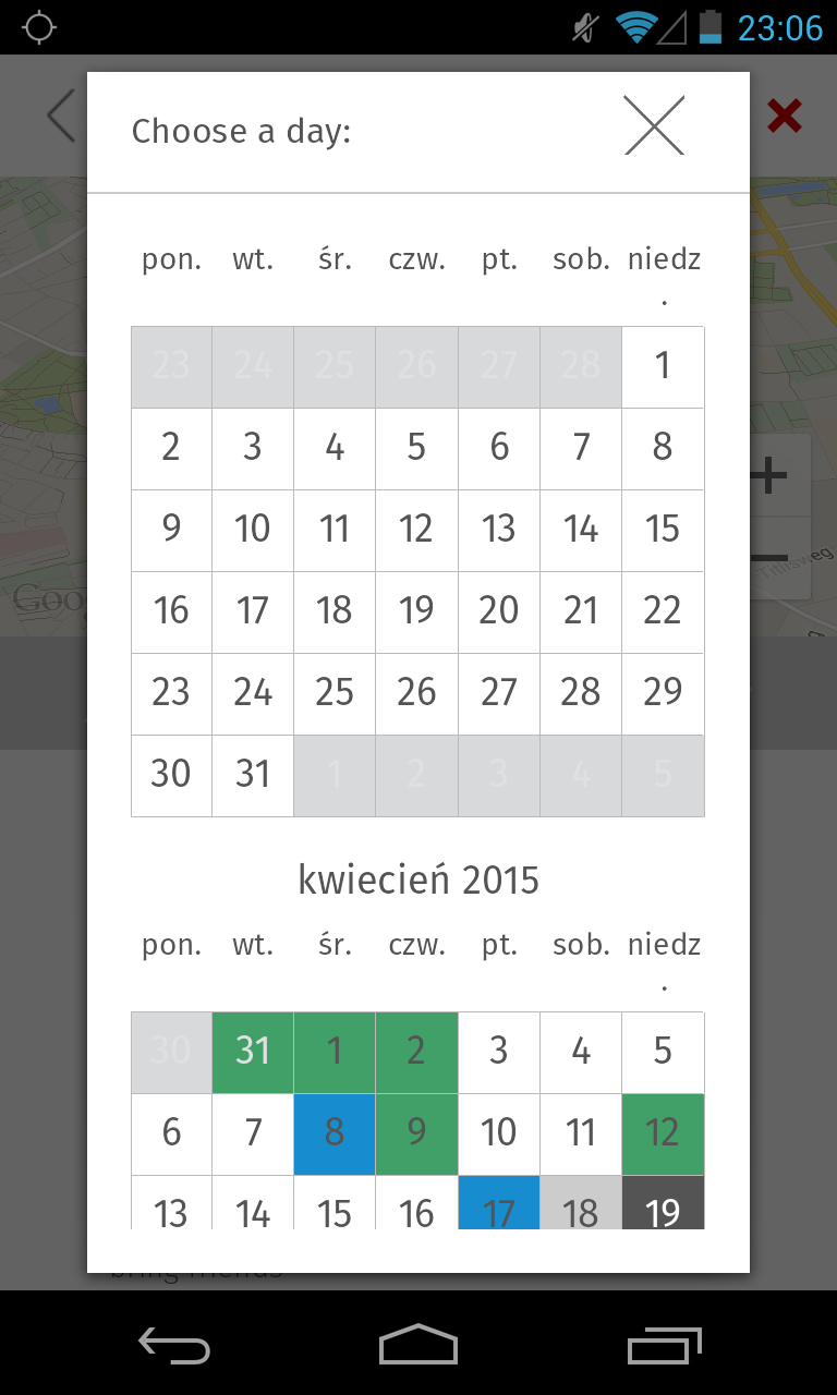 calendarview android custom calendar view disable