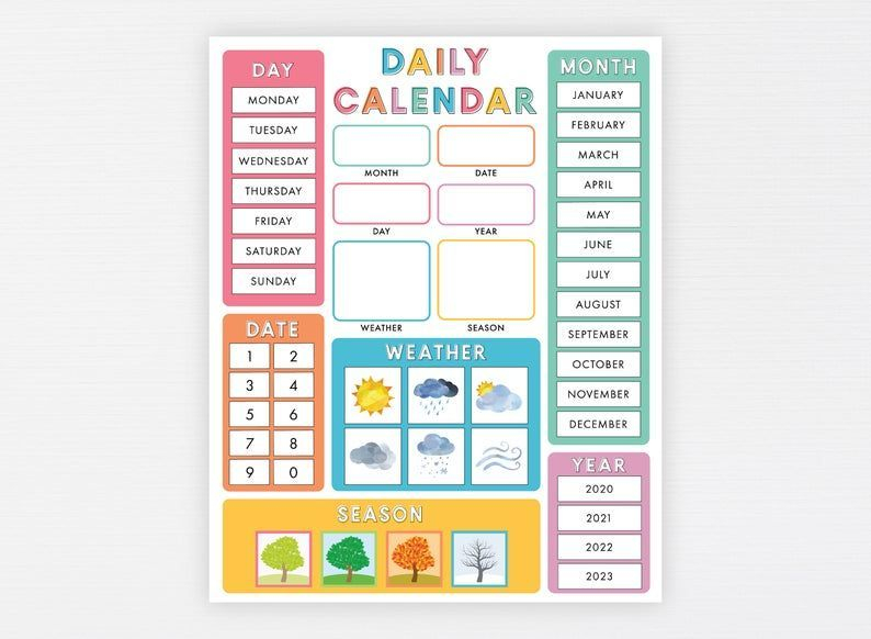 child calendar printable montessori preschool classroom