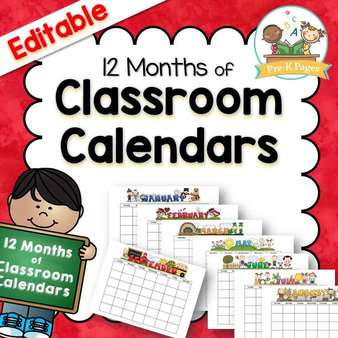 classroom calendars pre k pages