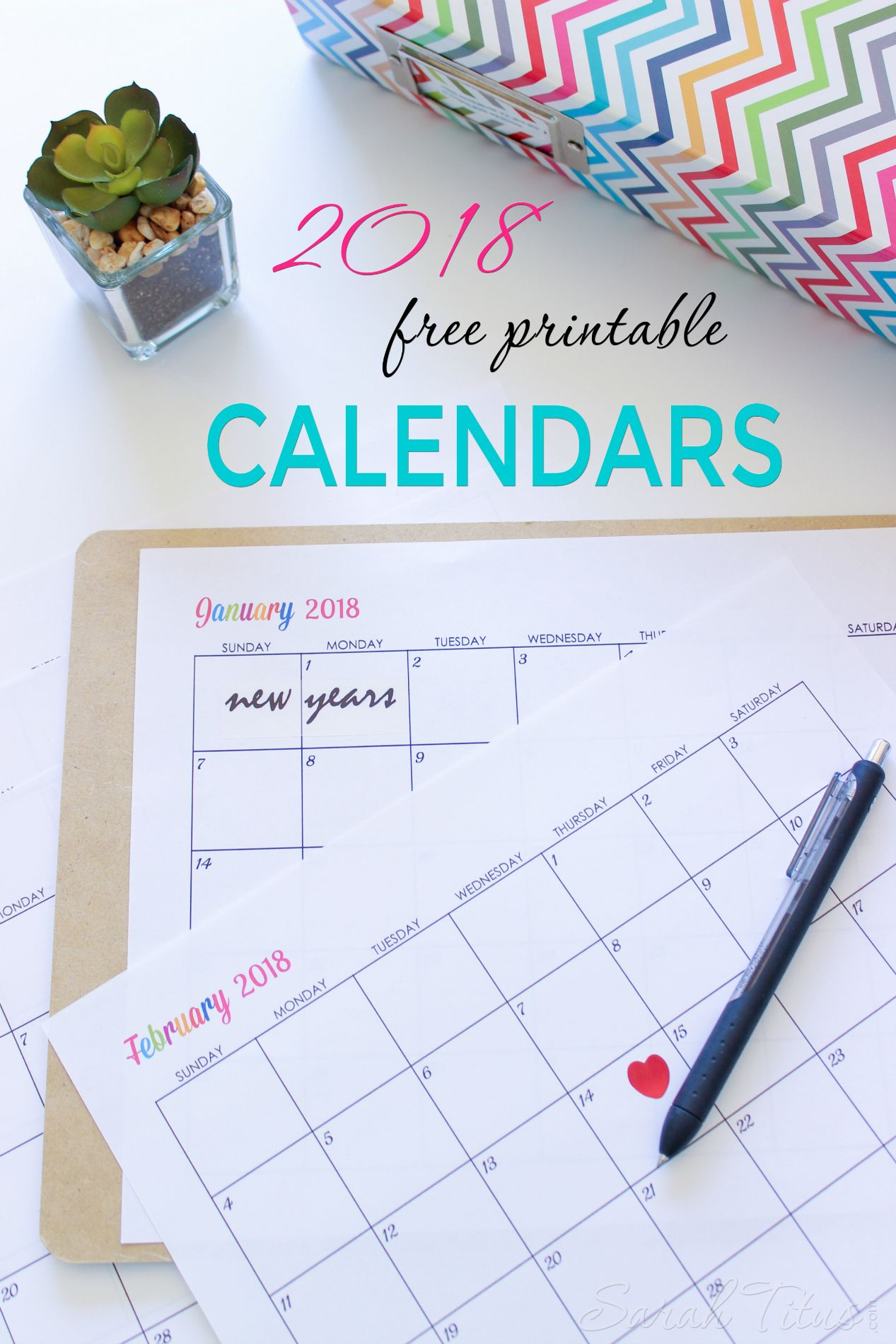Custom Editable Free Printable 2018 Calendars Sarah Titus