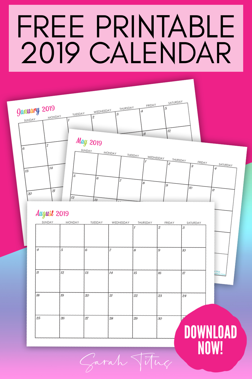 custom editable free printable 2019 calendars sarah titus