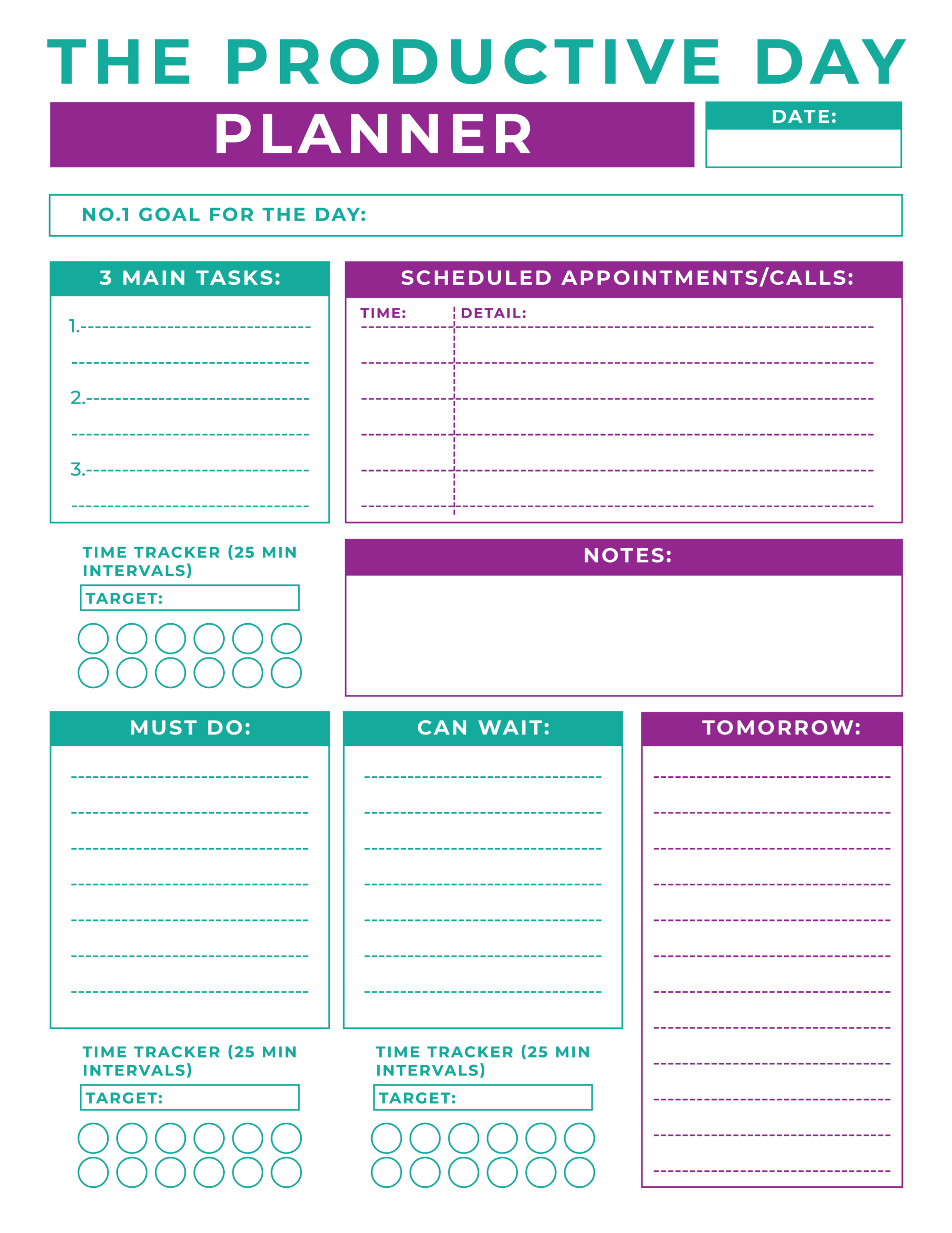 Daily Productivity Planner And Challenge Printables | Mama