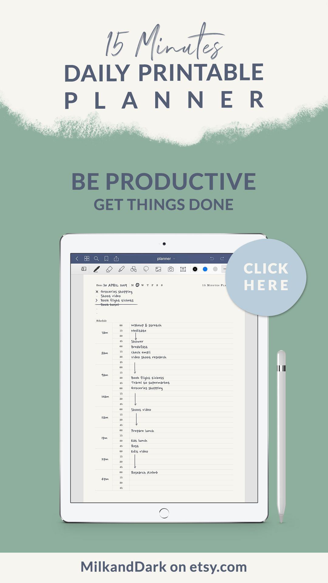 Daily Schedule Planner Printable, 15 Minutes Tracker, To