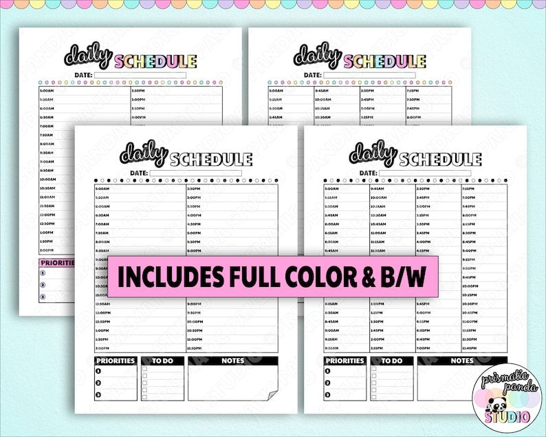 Daily Schedule Printable 15 30 Minute Increment Timetable