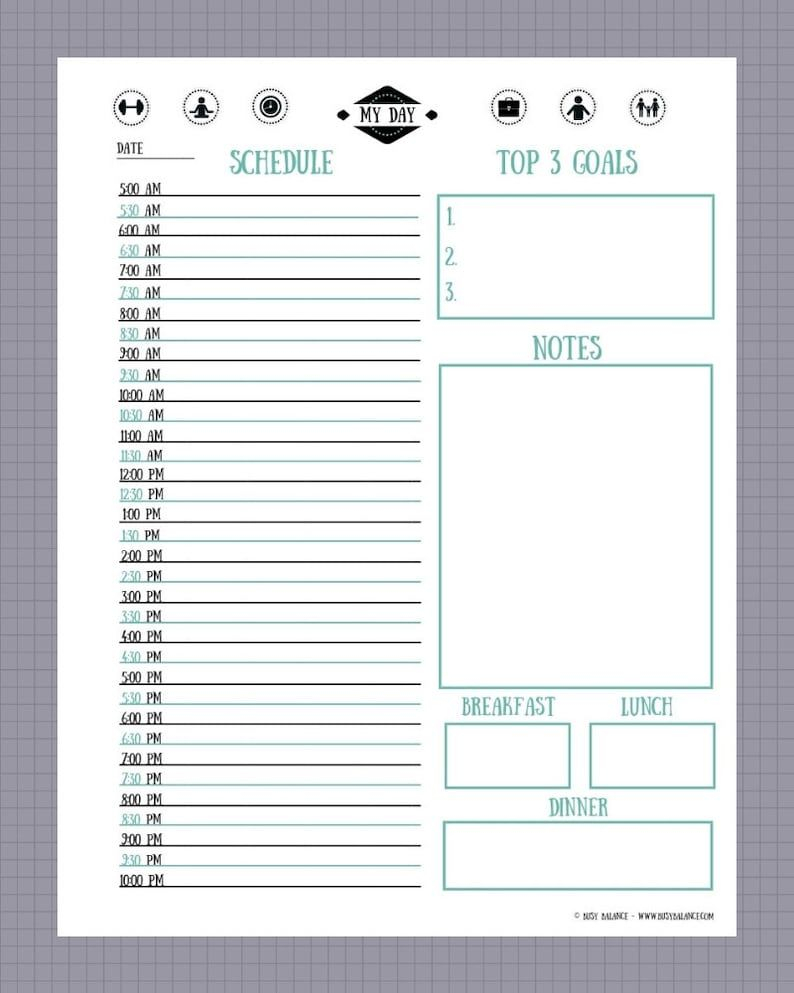 daily schedule printable 5am 10pm with 30 minute