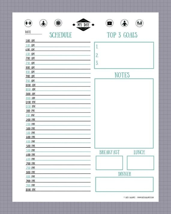 Daily Schedule Printable 5am 10pm With 30 Minute