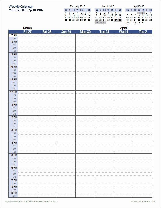 Daily Schedule Template Excel Awesome Weekly Calendar